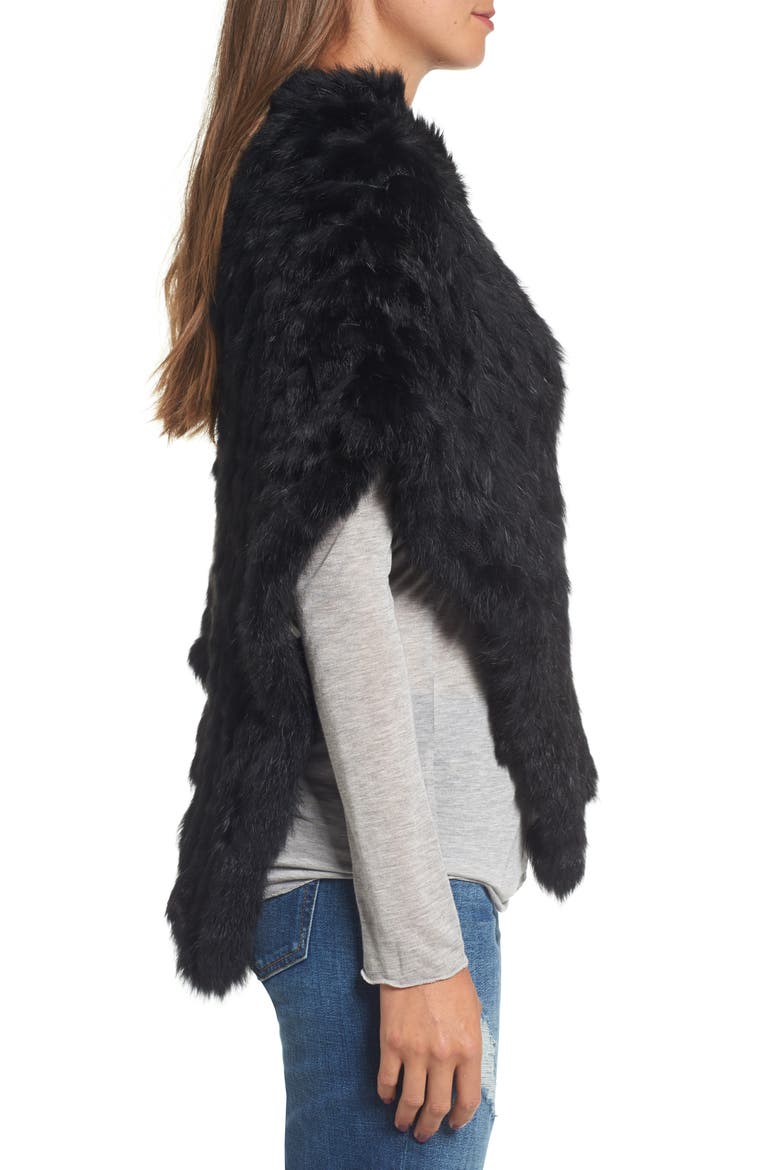 Genuine Rabbit Fur Poncho, Alternate, color, BLACK/BLACK