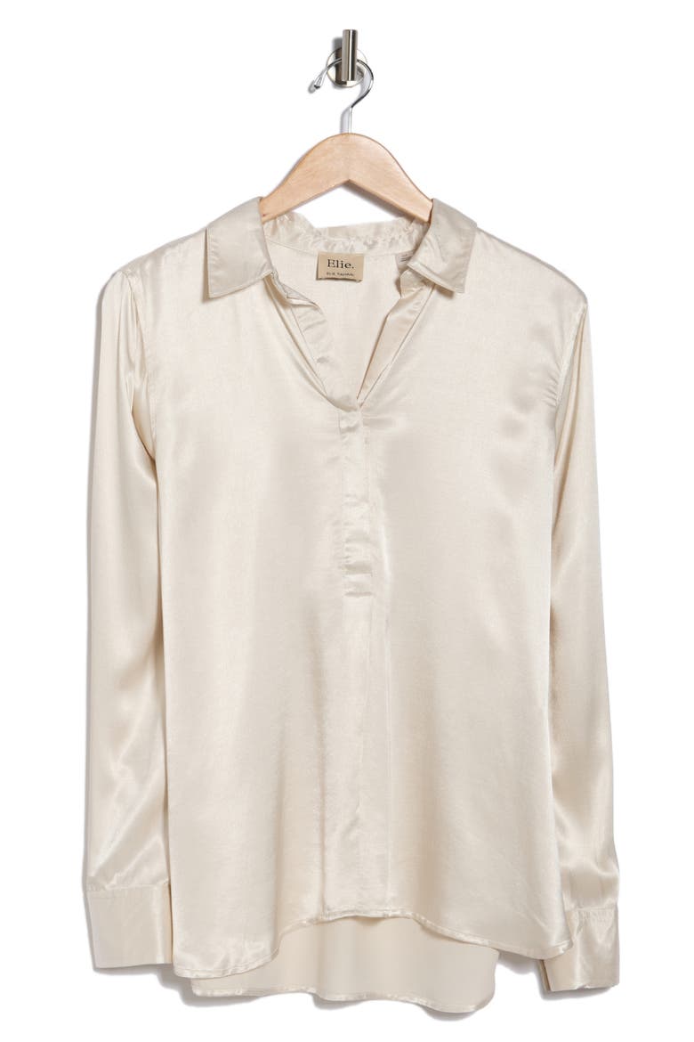 Long Sleeve Satin Button-Up Shirt, Alternate, color, CHAMPAGNE