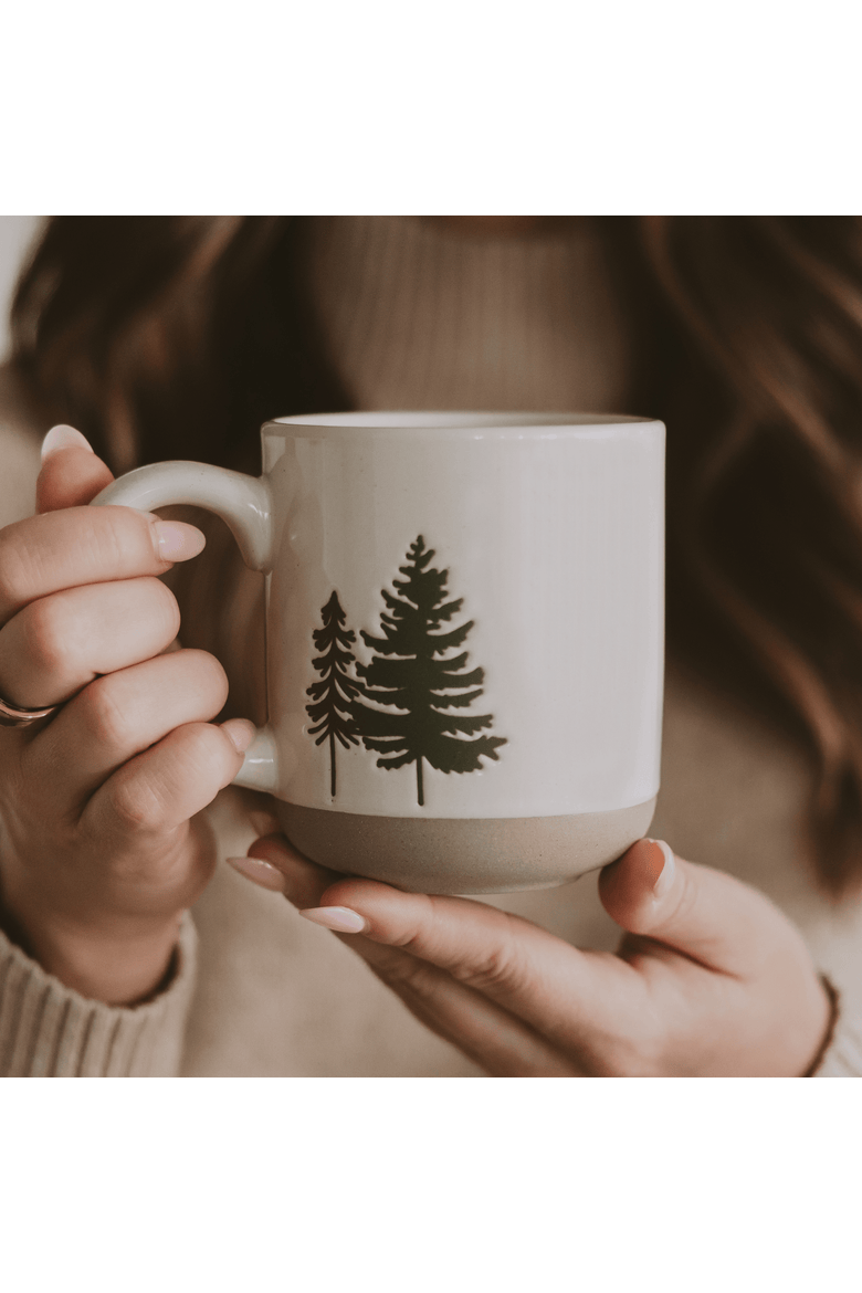 Trees 14 oz Stoneware Coffee Mug, Alternate, color, Green Trees