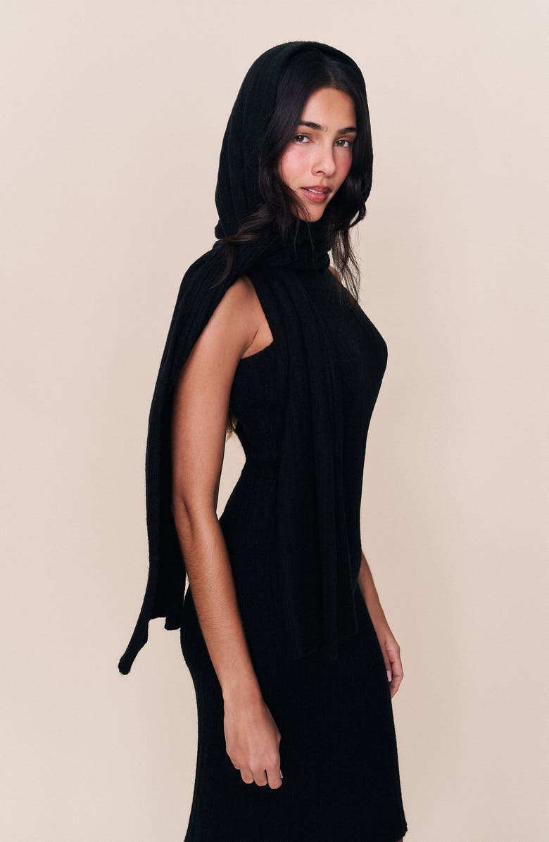 Guizio Hooded Knit Dress, Alternate, color, Black