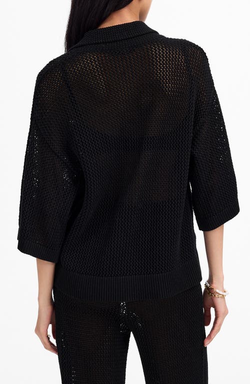 Madewell Open Stitch Button Front Cardigan In Black