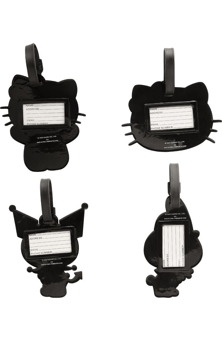 Hello Kitty Luggage Tag Kuromi, My Melody, Hello Kitty Travel Tags, Set of 4, Alternate, color, White, Pink, Black
