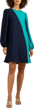 Trina Turk Echo Long Sleeve Colorblock Shift Dress