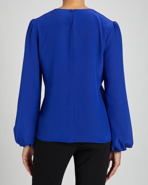 Santorelli Lyra Cutout Silk Empire Blouse In Electric Blue