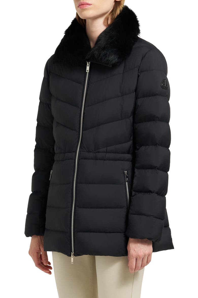 Belle Cote Genuine Shearling Collar Water Repellent 800 Fill Power Down Puffer Jacket, Alternate, color, BLACK