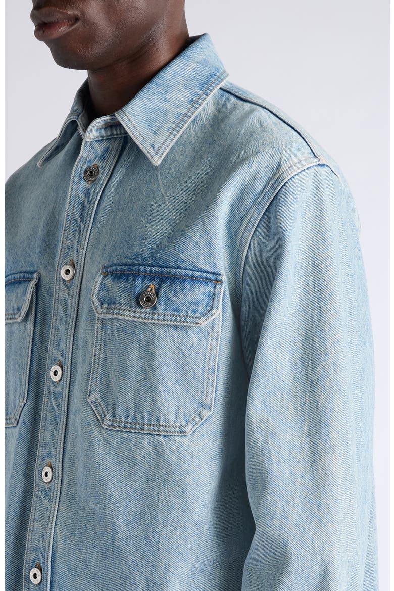 Oversize Sky Bleached Cotton & Silk Denim Button-Up Overshirt, Alternate, color, 4946 LIGHT BLEACH