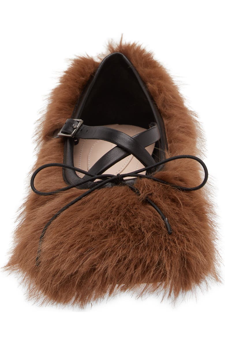 Simone Rocha Faux Fur Crisscross Strap Ballet Flat, Alternate, color,
