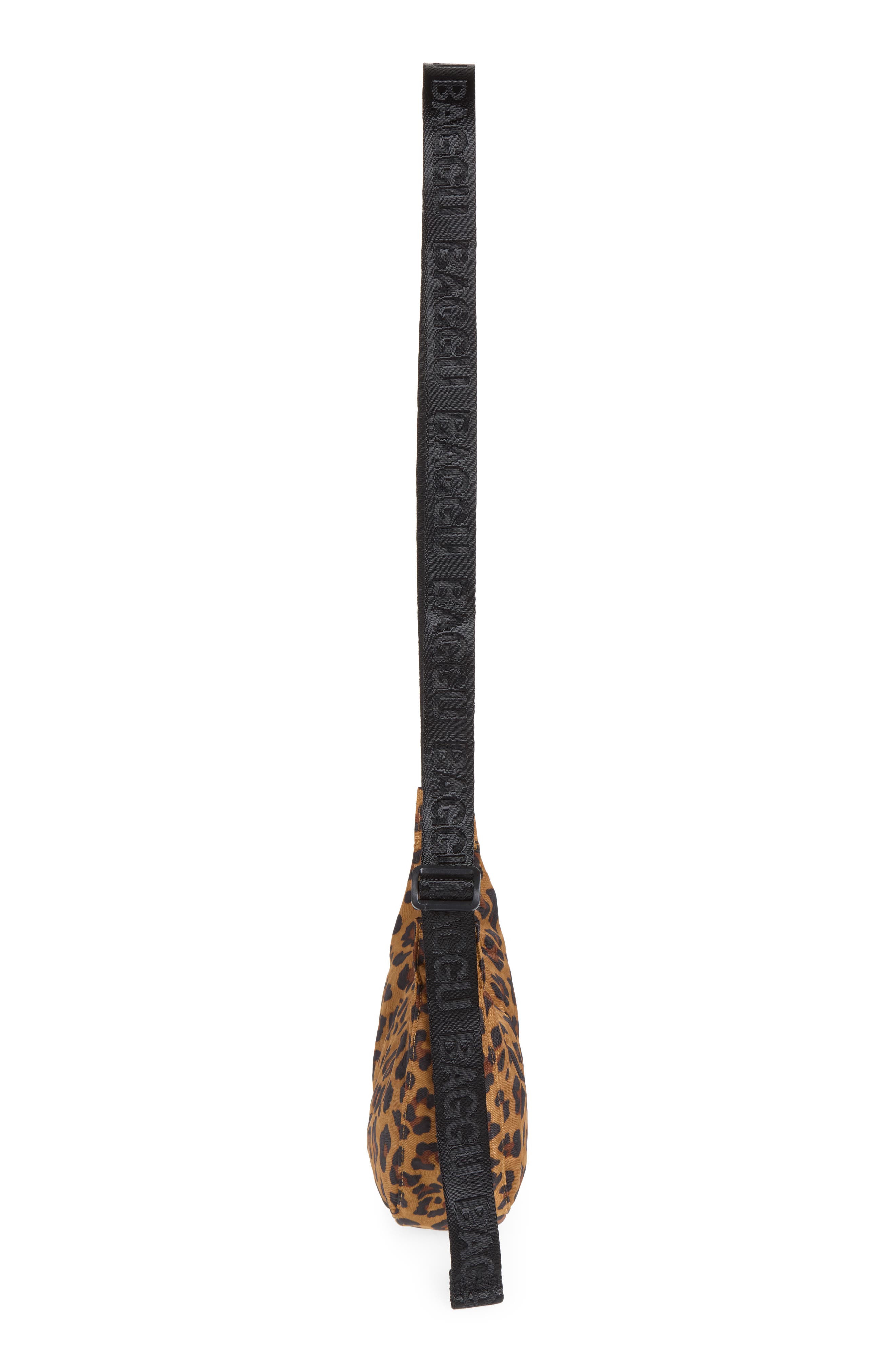 Small Recycled Nylon Crescent Crossbody Bag, Alternate, color, LEOPARD