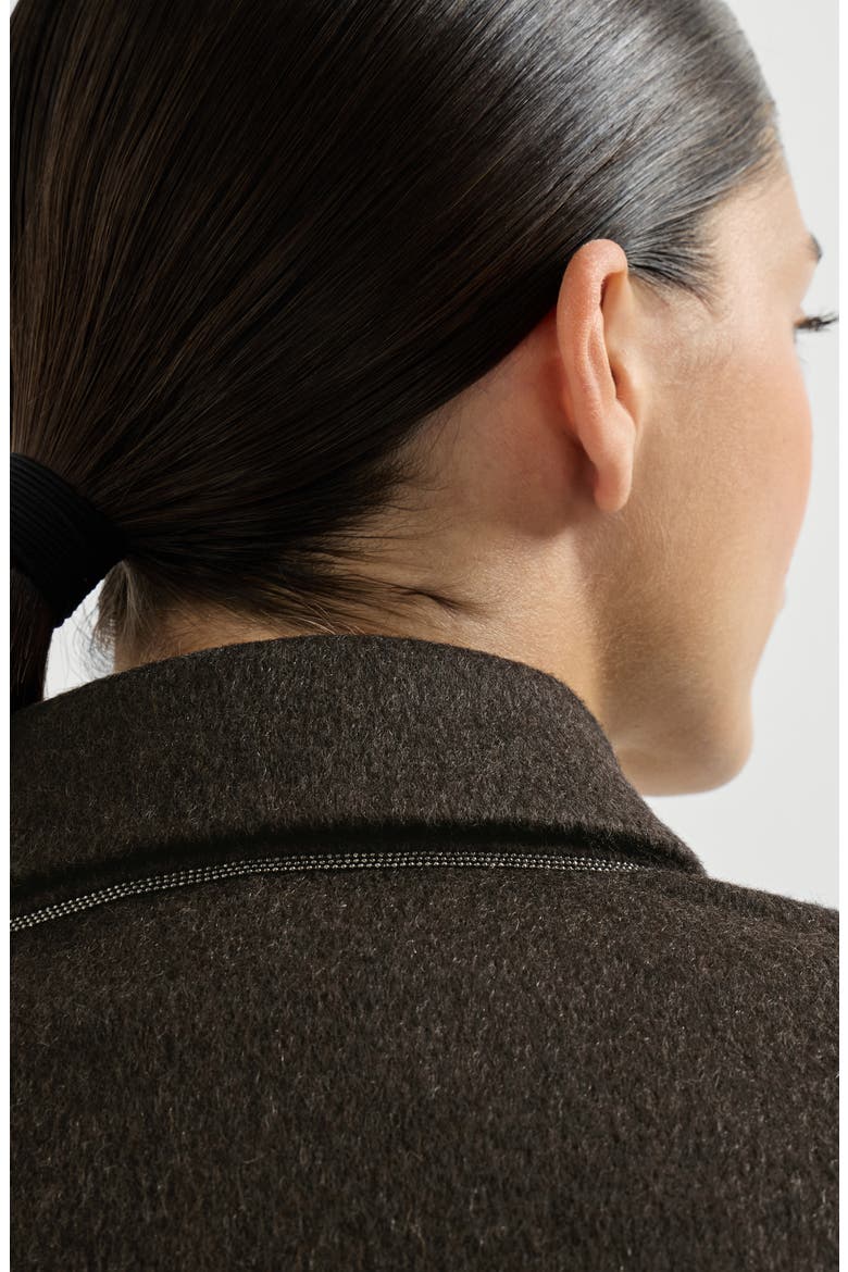 Hand-crafted outerwear jacket in cashmere beaver double cloth with monili, Alternate, color, Pine Cone Brown