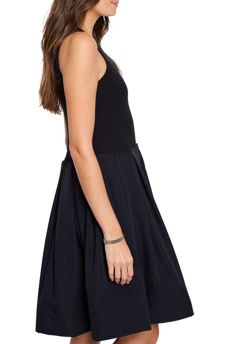 Dani Sleeveless Mixed Media Dress, Alternate, color, BLACK ONYX