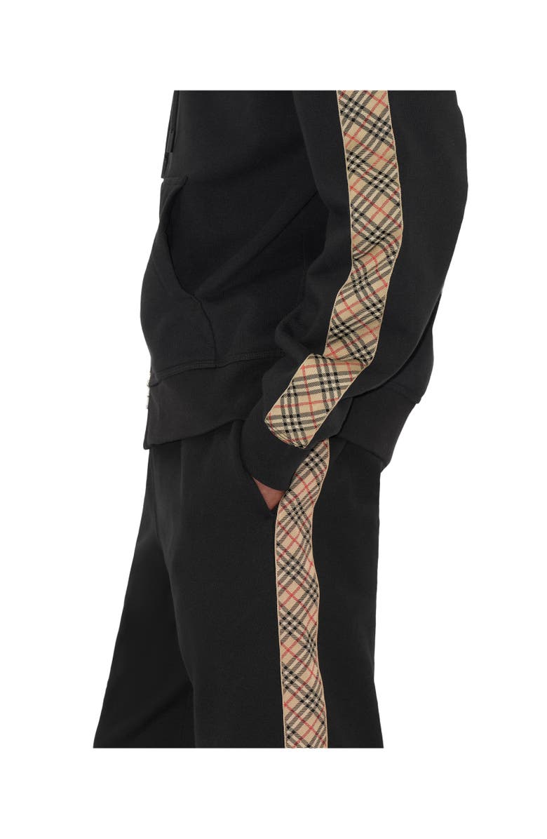 Burberry Check Trim Cotton Jogging Pants, Alternate, color, Black