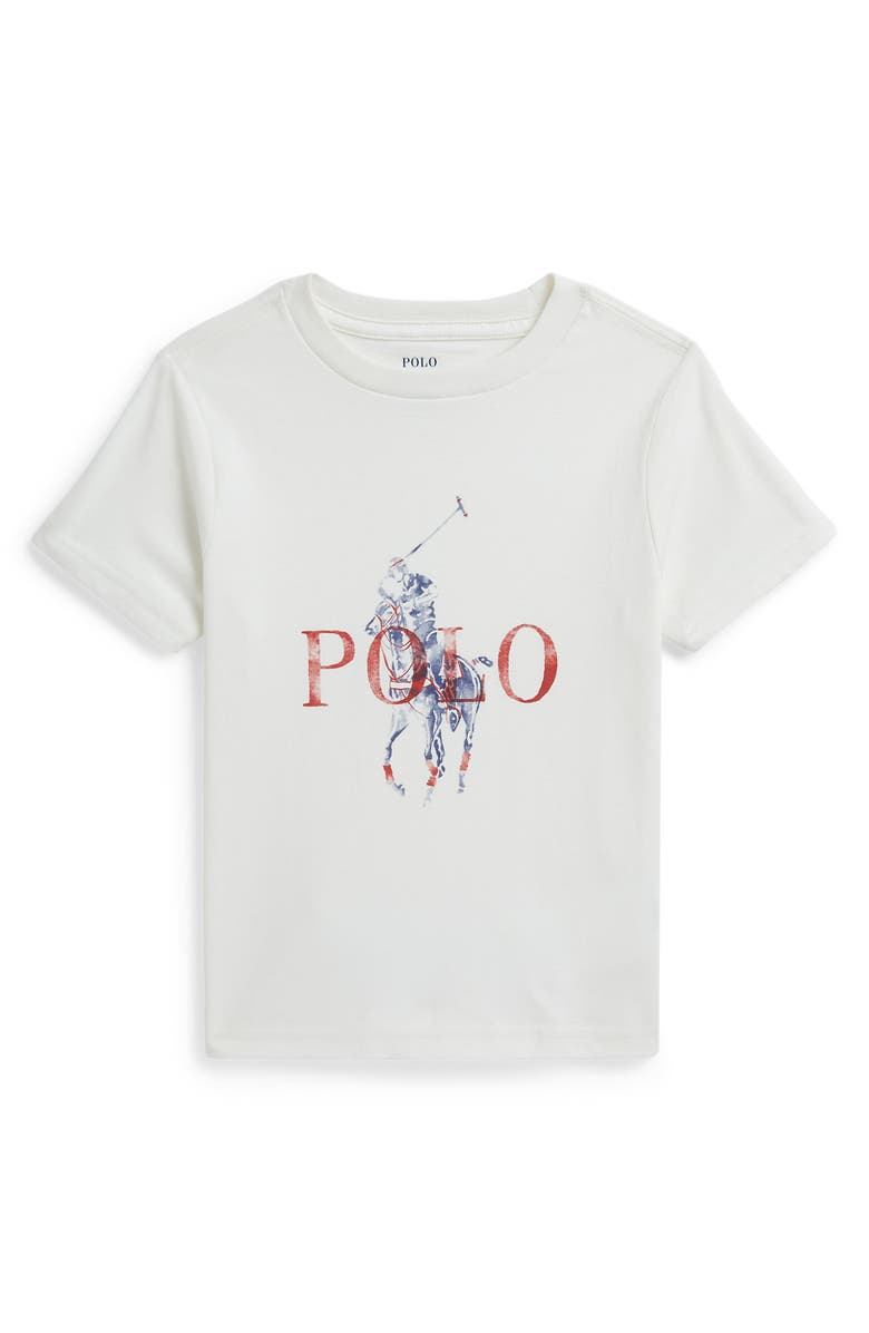Polo Ralph Lauren Kids' Big Pony Logo Graphic T-Shirt, Main, color, Deck Wash White