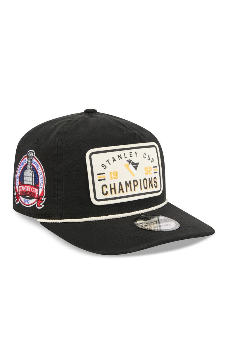 New Era Men's New Era Black Pittsburgh Penguins Throwback Stanley Cup Champions Side Patch 19TWENTY Adjustable Hat, Main, color, Black