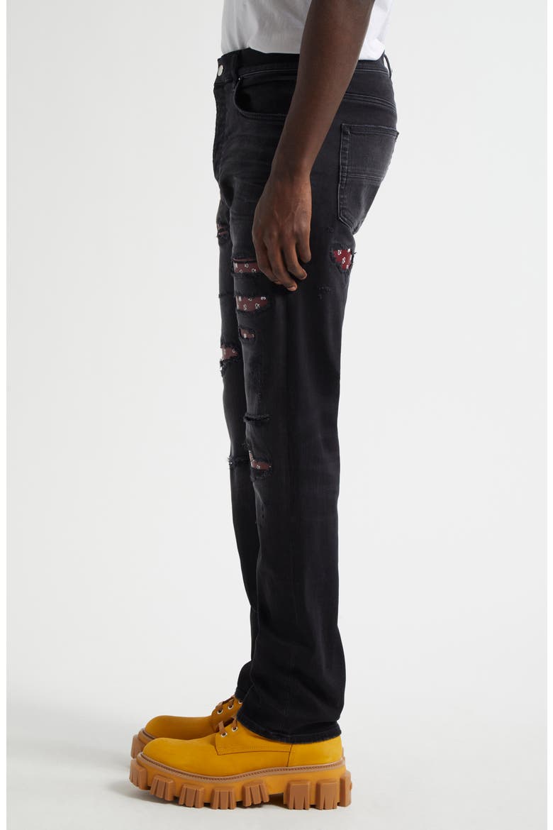 Bandana Repaired Slim Fit Jeans, Alternate, color, VINTAGE BLACK