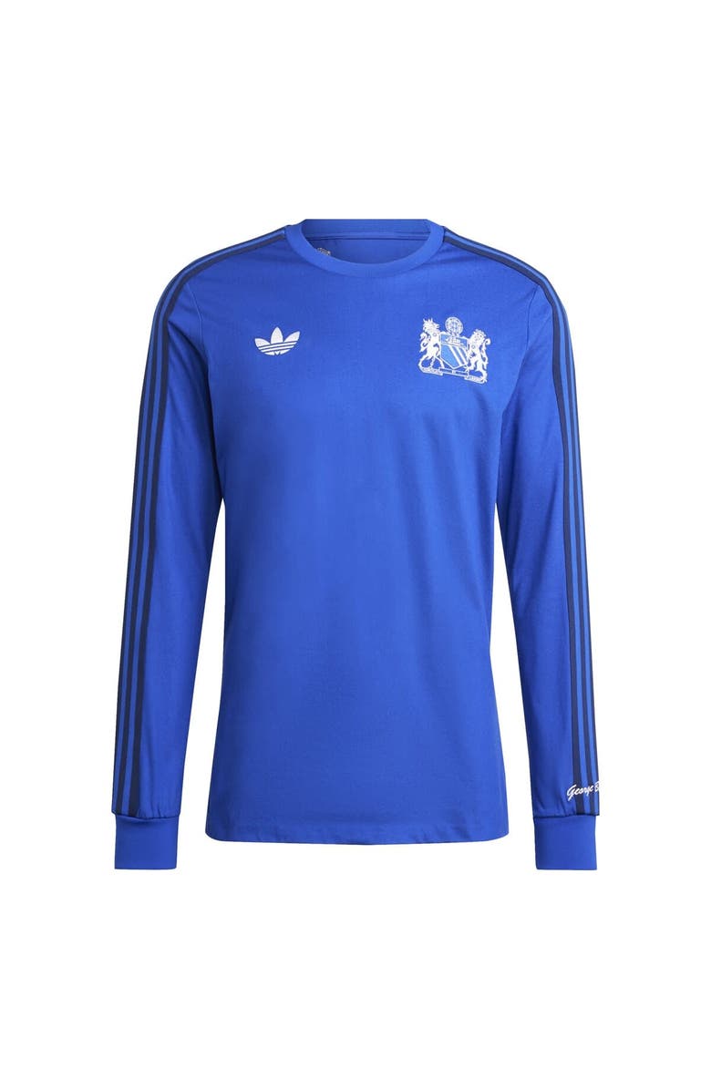 adidas Originals Men's adidas Originals Blue Manchester United x George Best Lifestyler Long Sleeve Jersey, Alternate, color, Blue