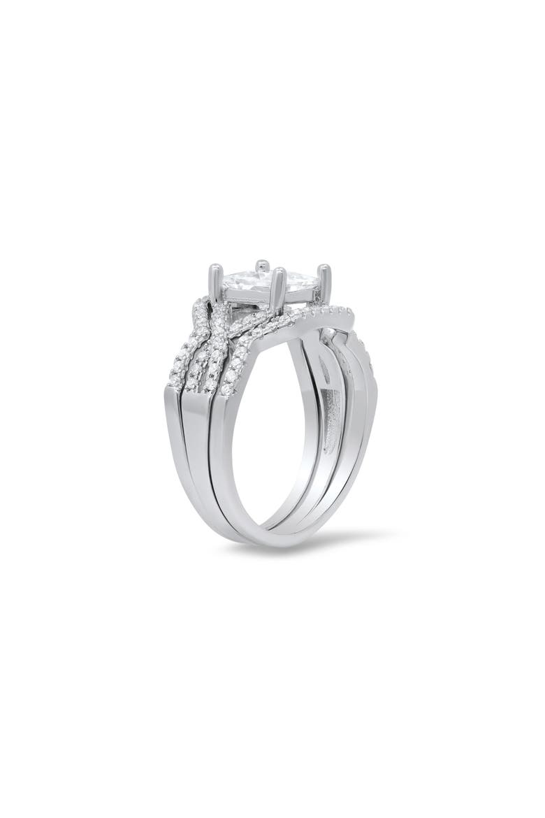 3-Piece Sterling Silver Princess Cut Cubic Zirconia Ring Set, Alternate, color, SILVER