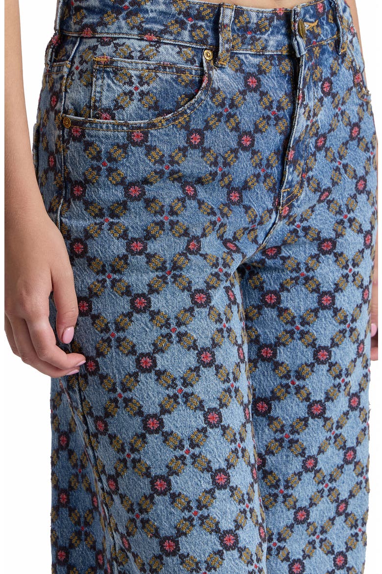 Tile Print High Waist Wide Leg Jeans, Alternate, color, CAFE WASH/ AMARA TILE