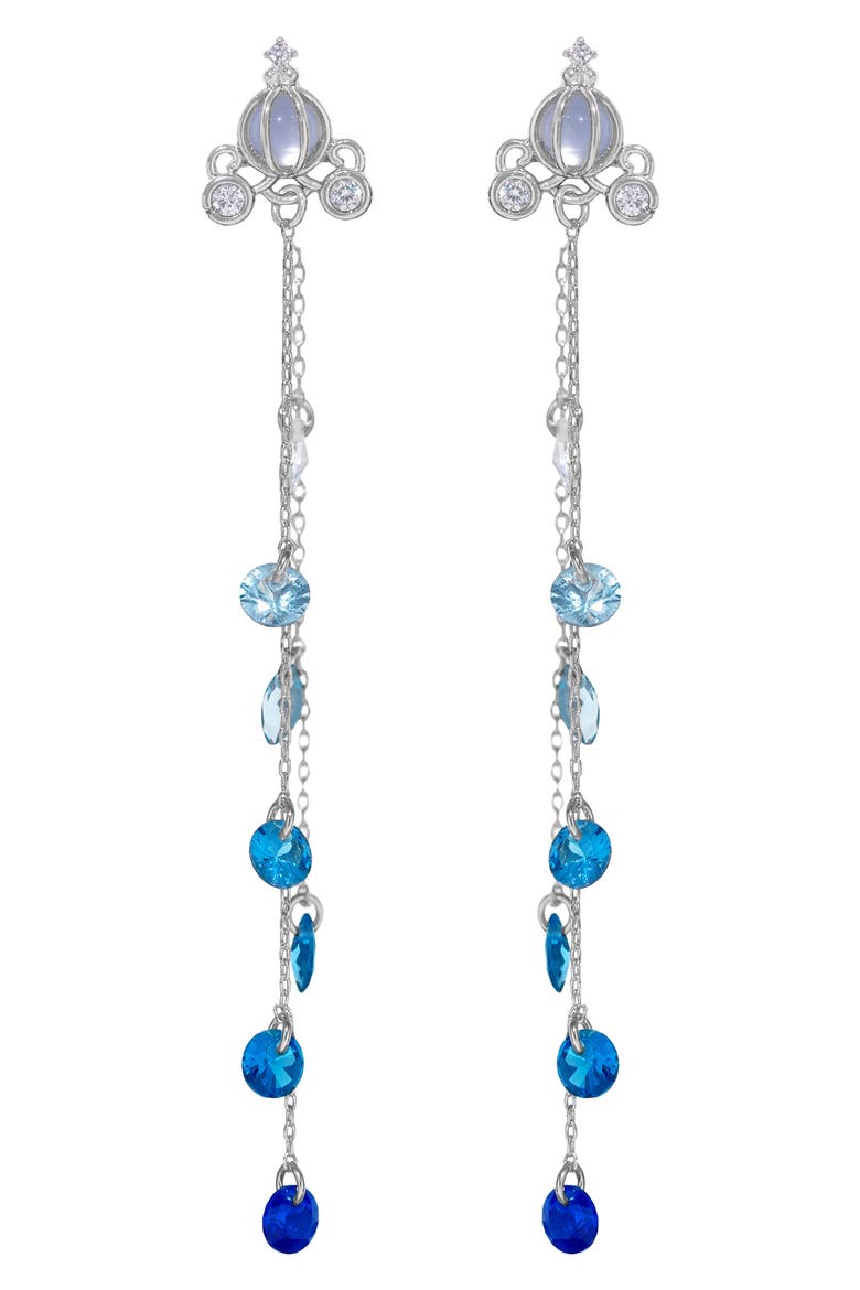 Disney Cinderella Drop Earrings, Main, color, SILVER