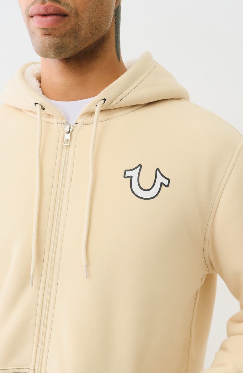 True Religion Buddha Faux Shearling Hoodie, Alternate, color, Fog