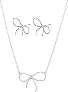 Bearfruit Jewelry Sterling Silver 18k Gold Plated Colette Bow Necklace & Earring Set Dainty