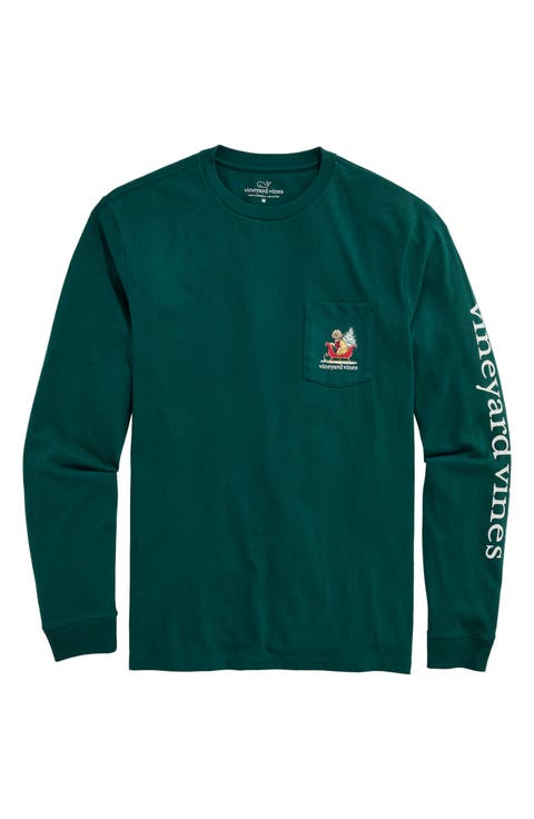 Big Dog Small Sleigh Graphic Long Sleeve T-Shirt