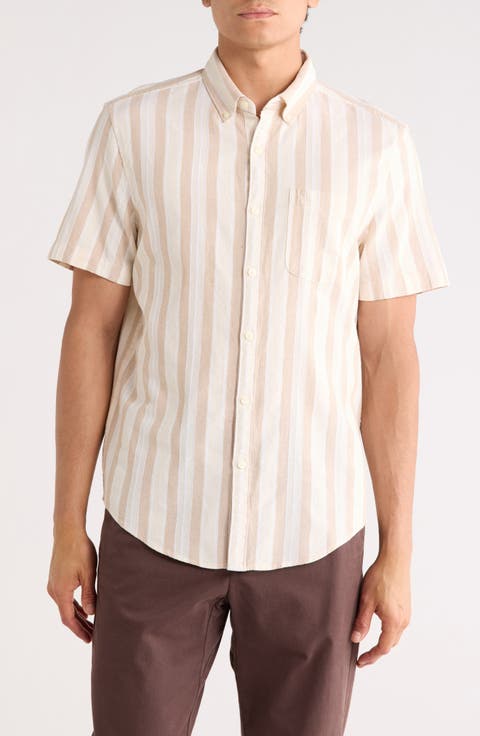 Stripe Cotton Button-Up Shirt