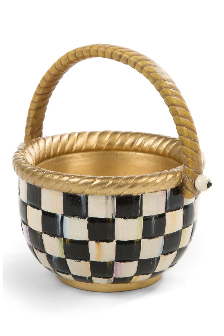 Courtly Check Small Basket, Main, color, BLACK