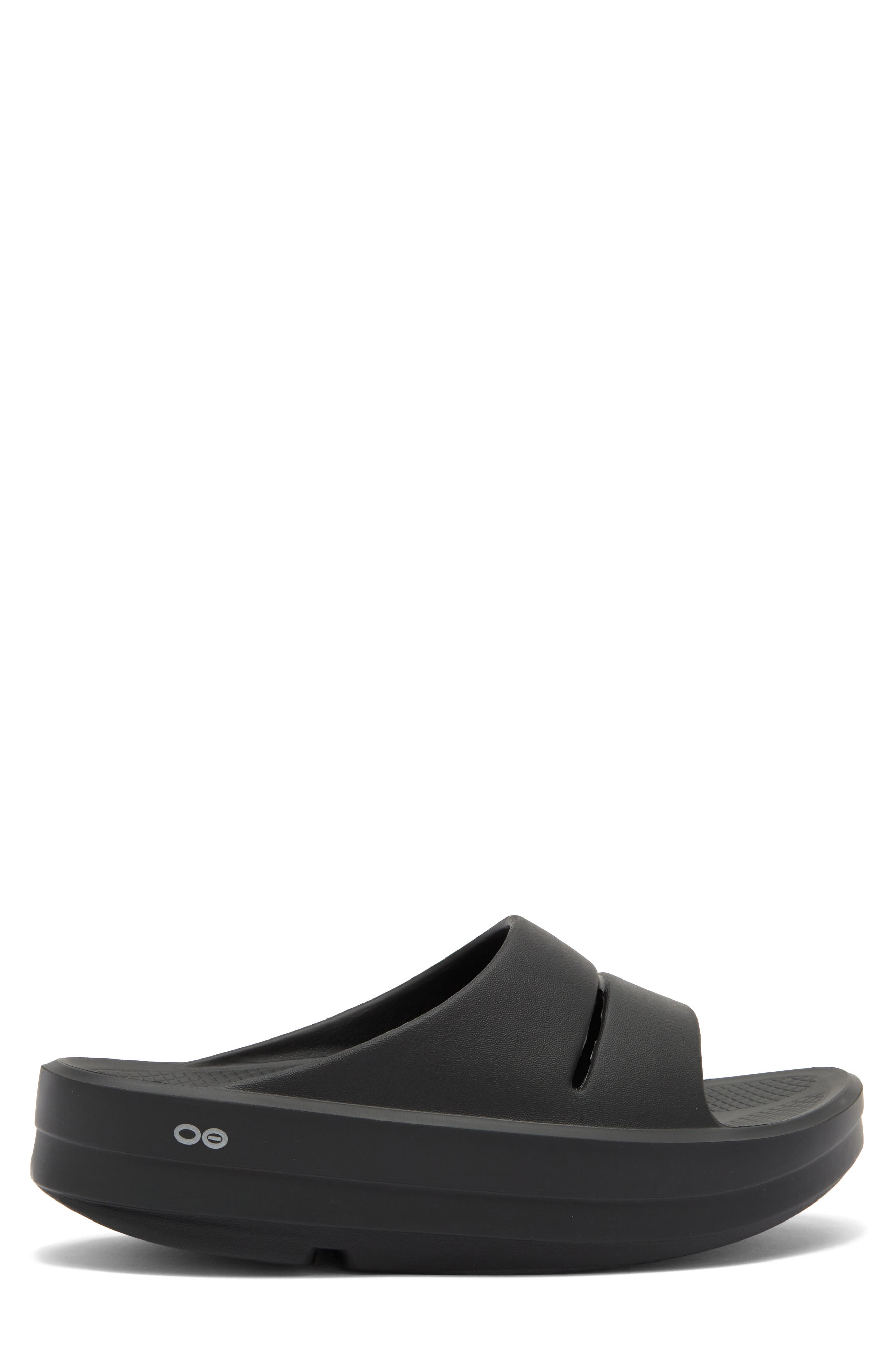 Oofos OOmega OOahh Slide Sandal, Alternate, color, Black