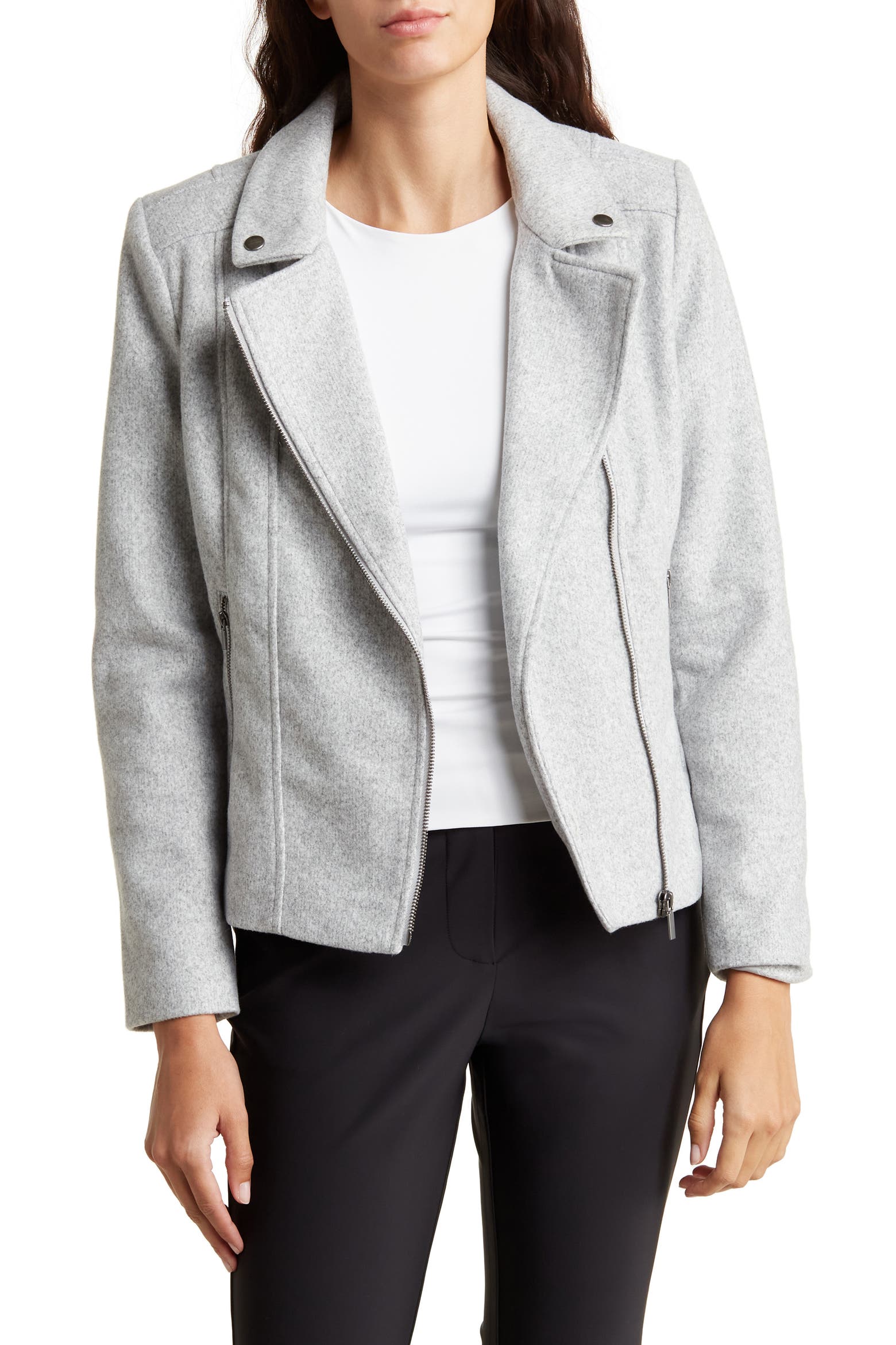 Smith Machine Fall Jaclyn Smith Heathered Moto Jacket (Women) | Nordstromrack