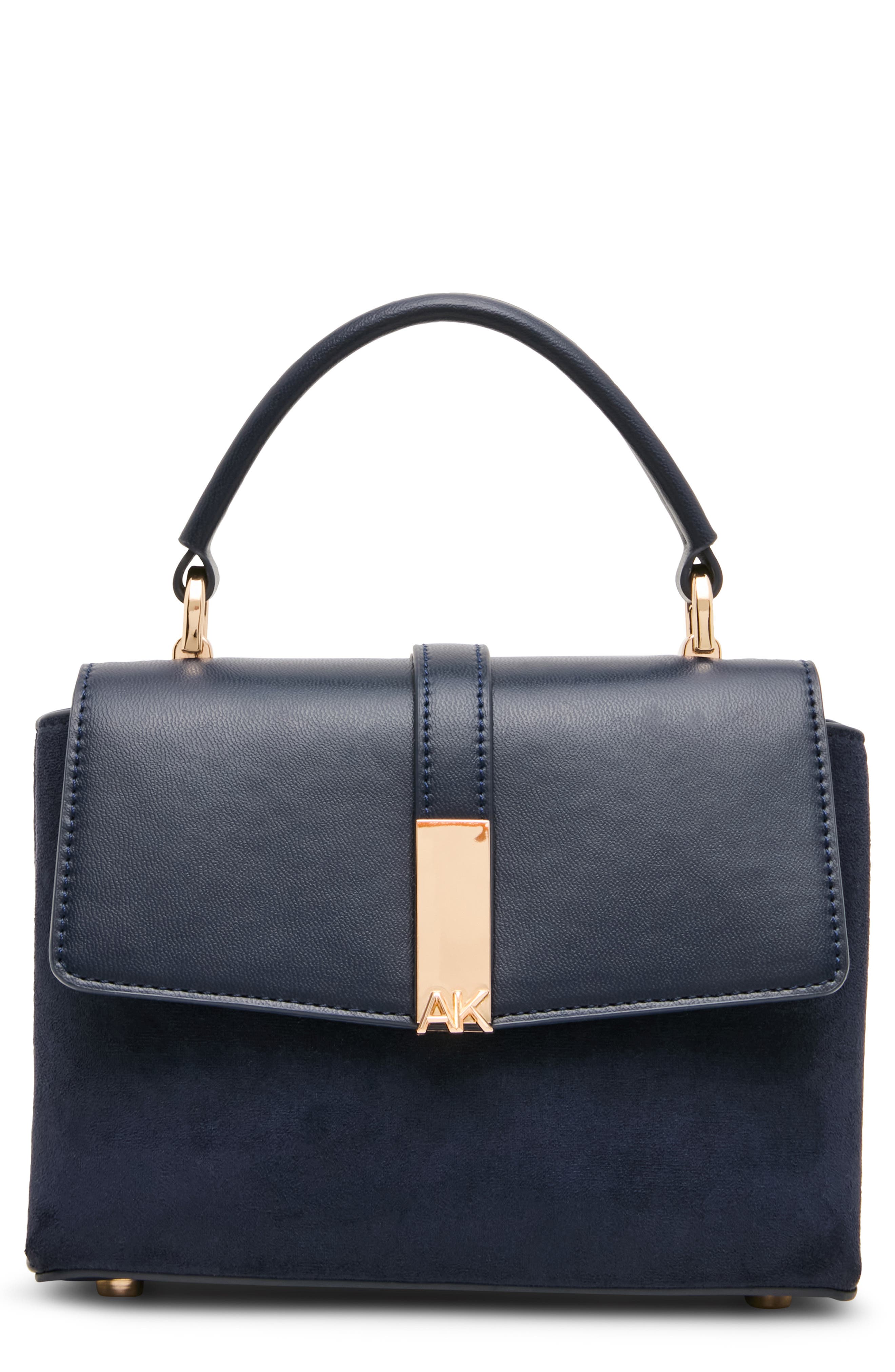 Small Top Handle Faux Leather Bag, Main, color, DISTANT MOUNTAIN