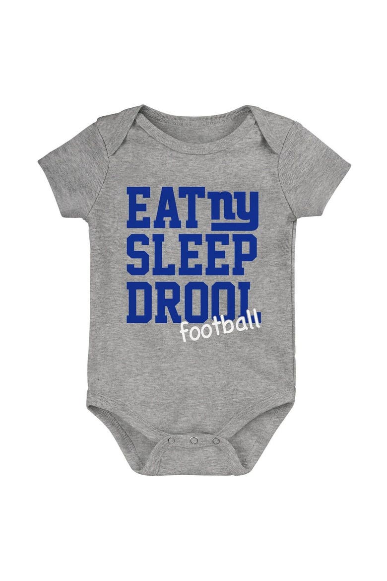 Newborn & Infant Royal/Red/Heather Gray New York Giants Three-Pack Eat, Sleep & Drool Retro Bodysuit Set, Alternate, color, Royal