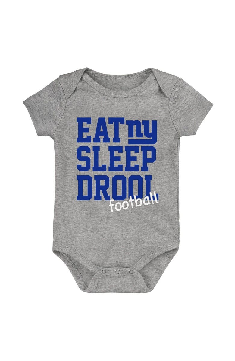 Outerstuff Newborn & Infant Royal/Red/Heather Gray New York Giants Three-Pack Eat, Sleep & Drool Retro Bodysuit Set, Alternate, color, Royal