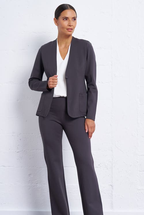 Franne Golde Perfect Ponte Collarless Fitted Stretch Blazer