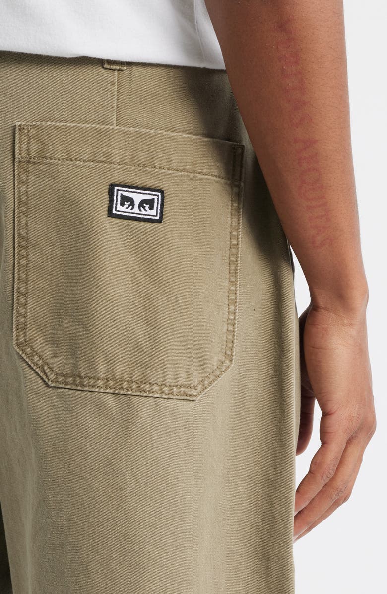 Obey Commons Flat Front Cotton Twill Chinos, Alternate, color, Mermaid Faded Wash
