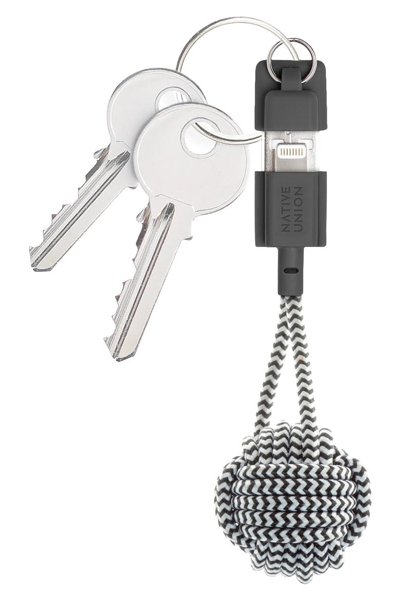 iPhone Charging Key Chain, Alternate, color, ZEBRA