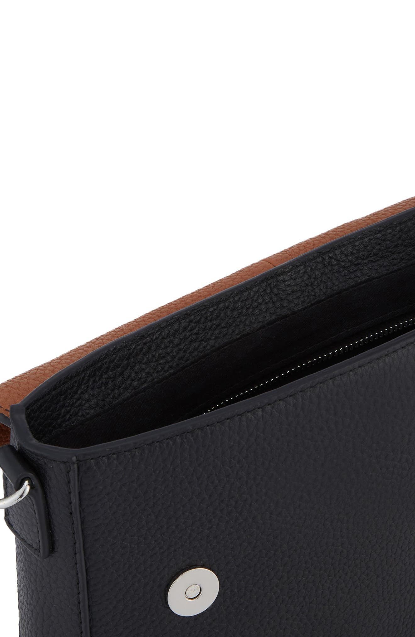 Leather Slouchy Flap Crossbody Bag, Alternate, color, TAN/ BLACK