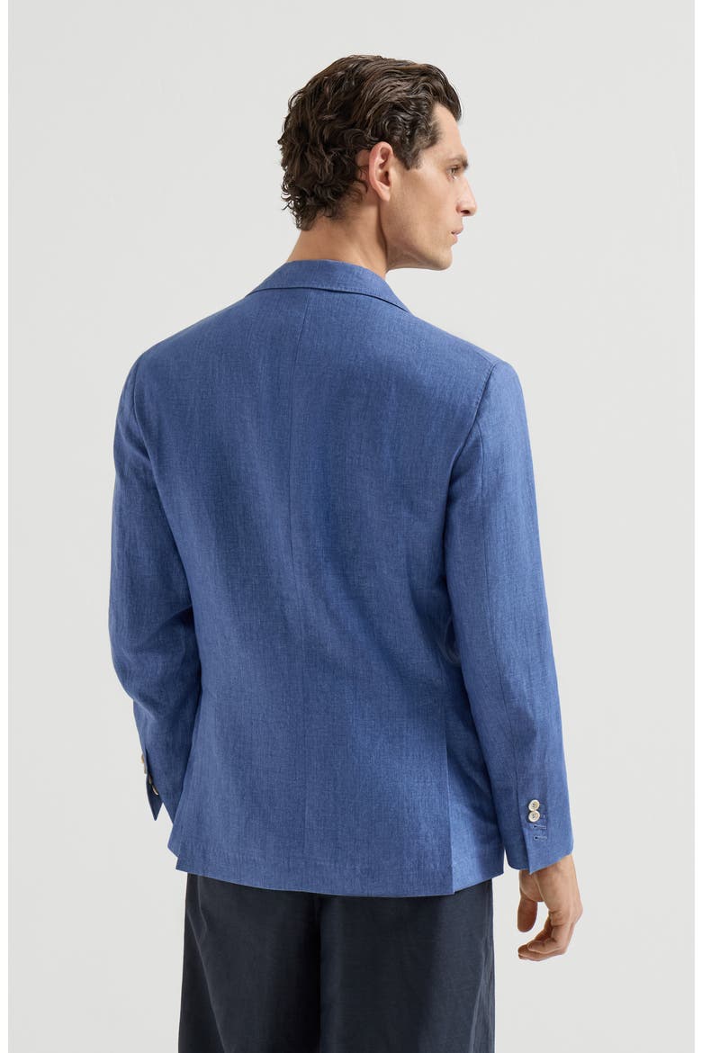 Linen unconstructed blazer, Alternate, color, Denim