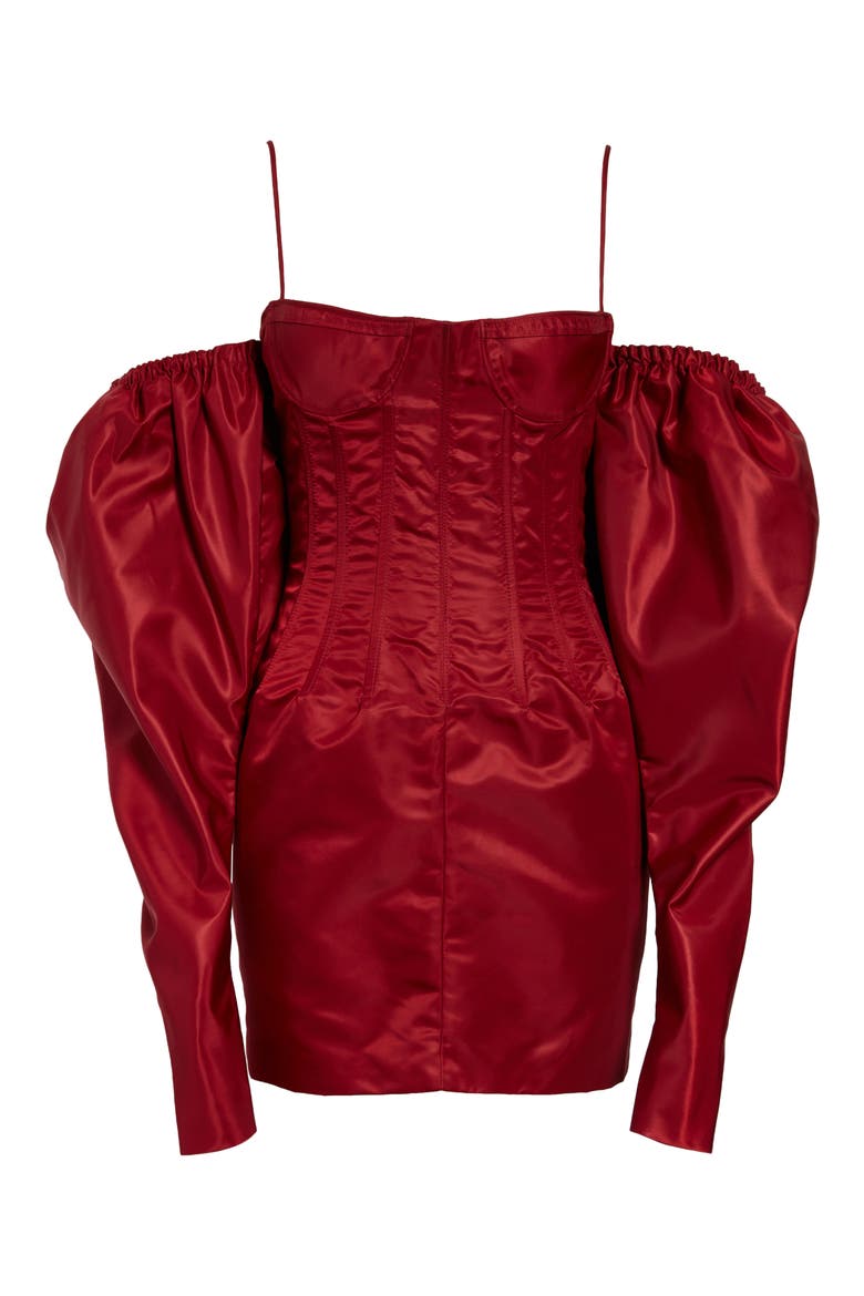 Cold Shoulder Puff Sleeve Dress, Main, color, OXBLOOD