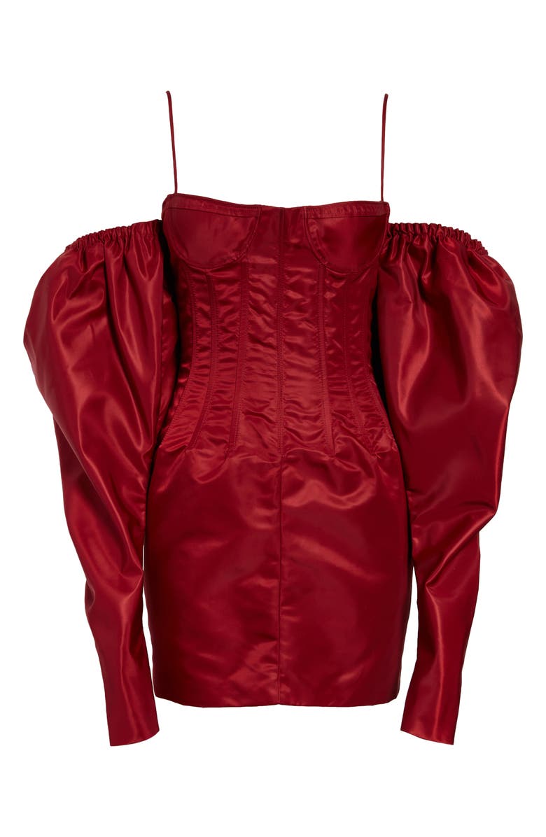 LaQuan Smith Cold Shoulder Puff Sleeve Dress, Main, color,