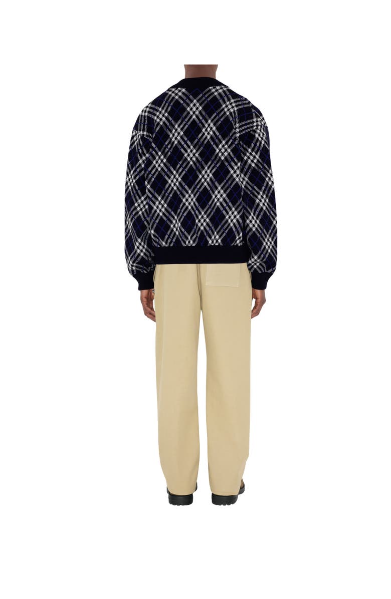 Burberry Check Wool Blend Bomber Jacket, Alternate, color, Ink Blue