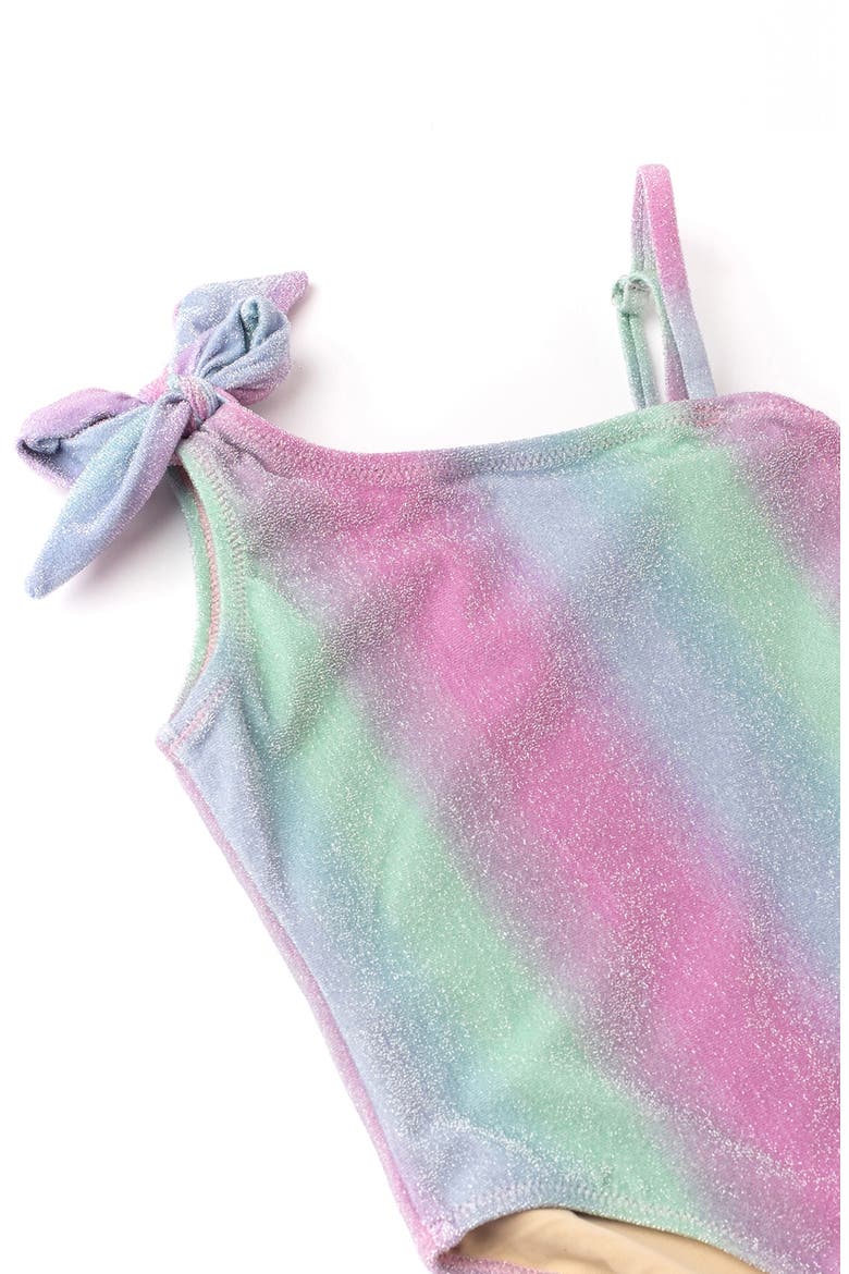 Kids' Shimmer Bunny Tie Shoulder One-Piece Swimsuit, Alternate, color, MULTI