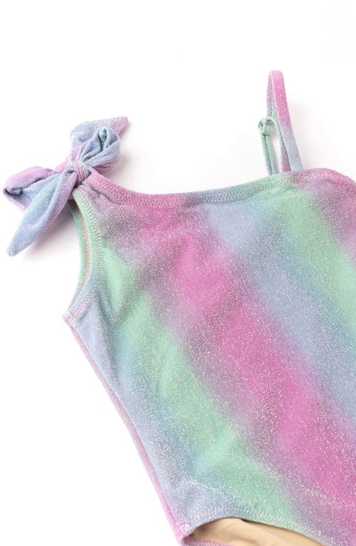 Shade Critters Kids' Shimmer Bunny Tie Shoulder One-piece Swimsuit In Purple Multi