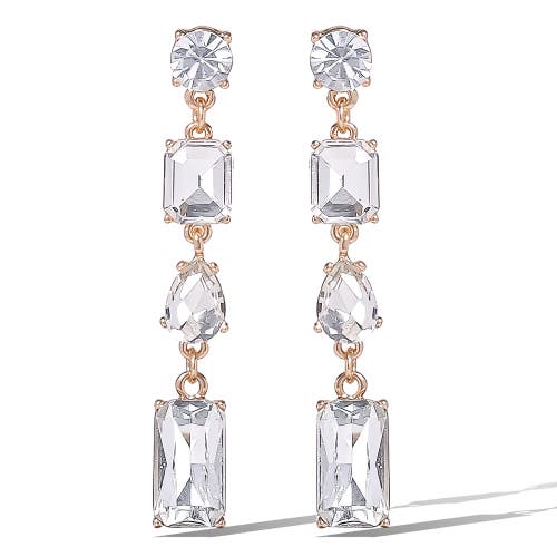 Jessica Simpson Crystal Cascade Statement Earrings In Silver