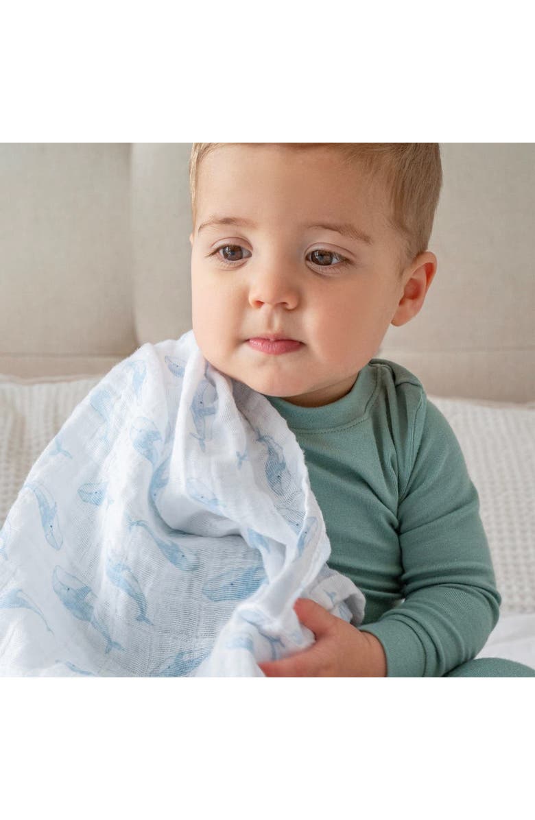 aden + anais Boutique 4-Pack 100% Organic Cotton Muslin Swaddles, Alternate, color, Oceanic