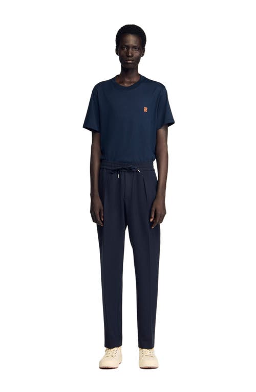 Sandro New Alpha Drawstring Waist Straight Leg Pants In Blue