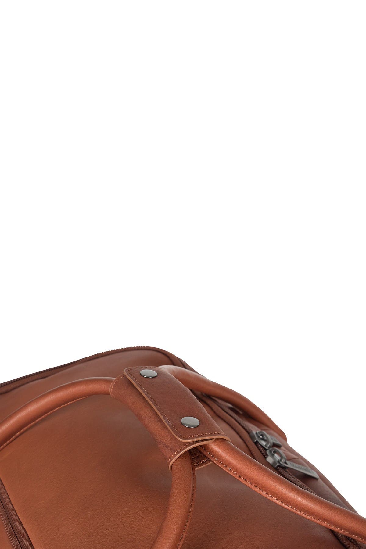 Kenneth Cole Colombian Leather Top Zip Duffel Bag, Alternate, color, Cognac