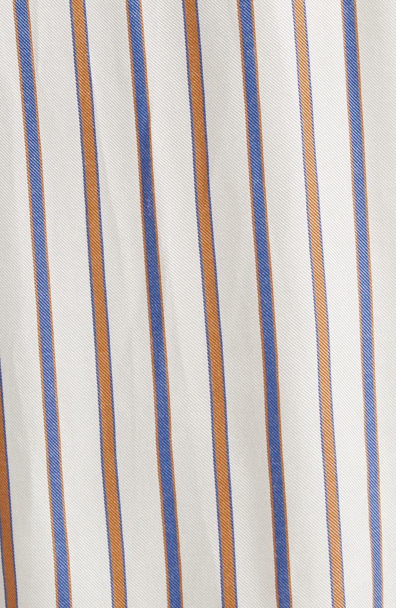 Veronica Beard Noor Stripe Belted Long Sleeve Wrap Dress, Alternate, color, Sand/ Slate Blue