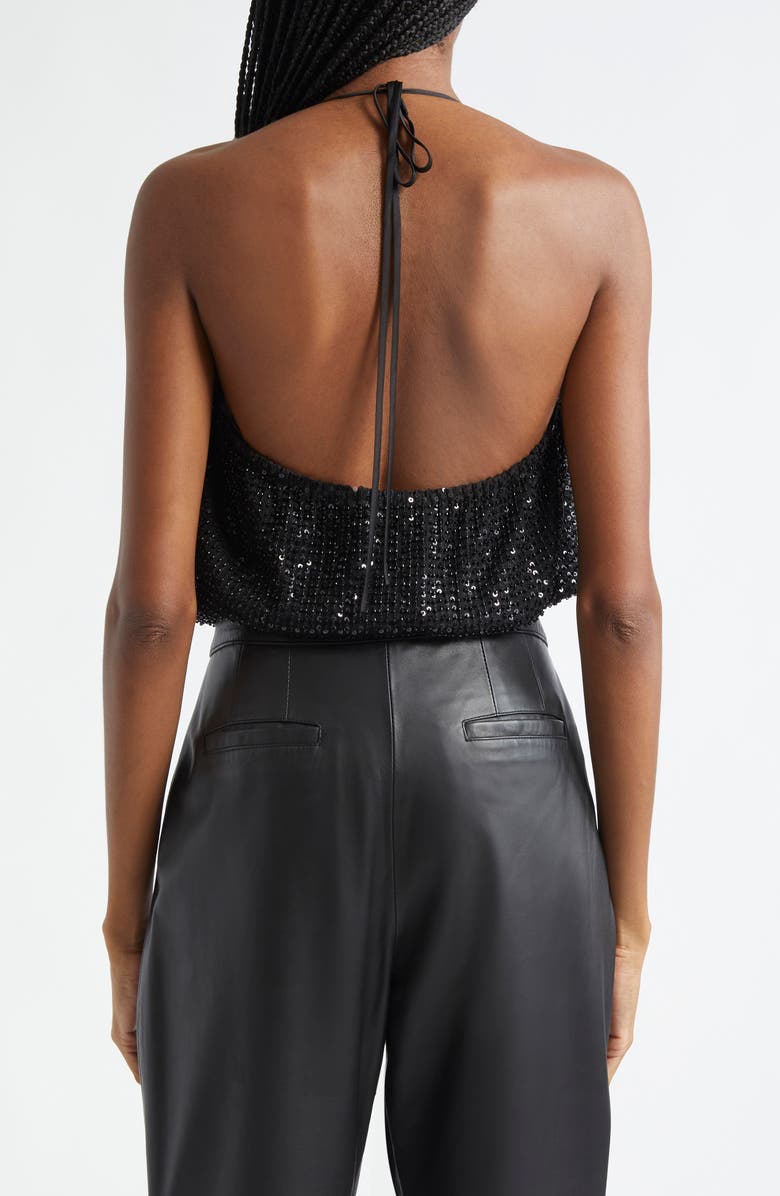 Ramy Brook Sullivan Sequin Halter Tank, Alternate, color, Black Beaded Mesh