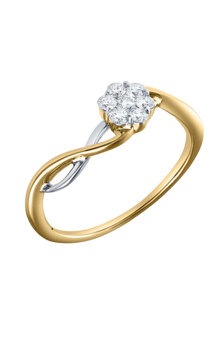 Petalina 0.25 Ct Natural Diamond Floral 10K Gold Ring, Alternate, color, 10K Yellow Gold
