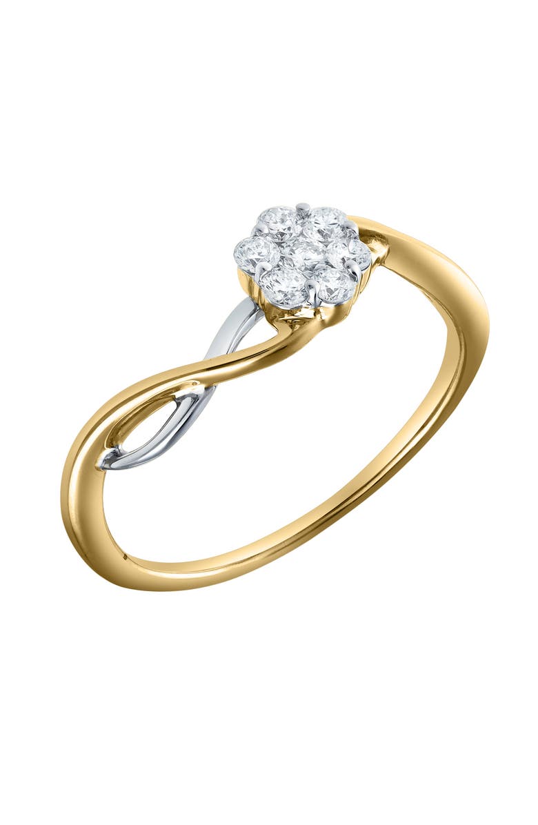 LuvMyJewelry Petalina 0.25 Ct Natural Diamond Floral 10K Gold Ring, Alternate, color, 10K Yellow Gold